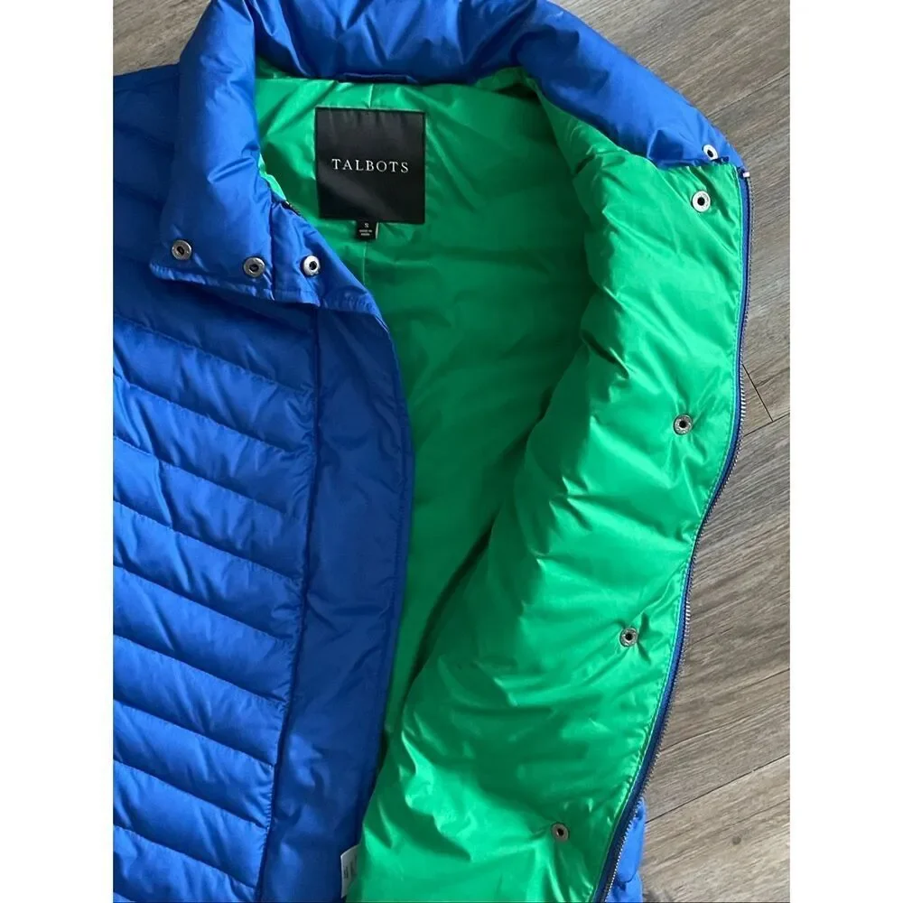 Talbots blue/green puffer vest zip/snap front EUC size small - Picture 4 of 6